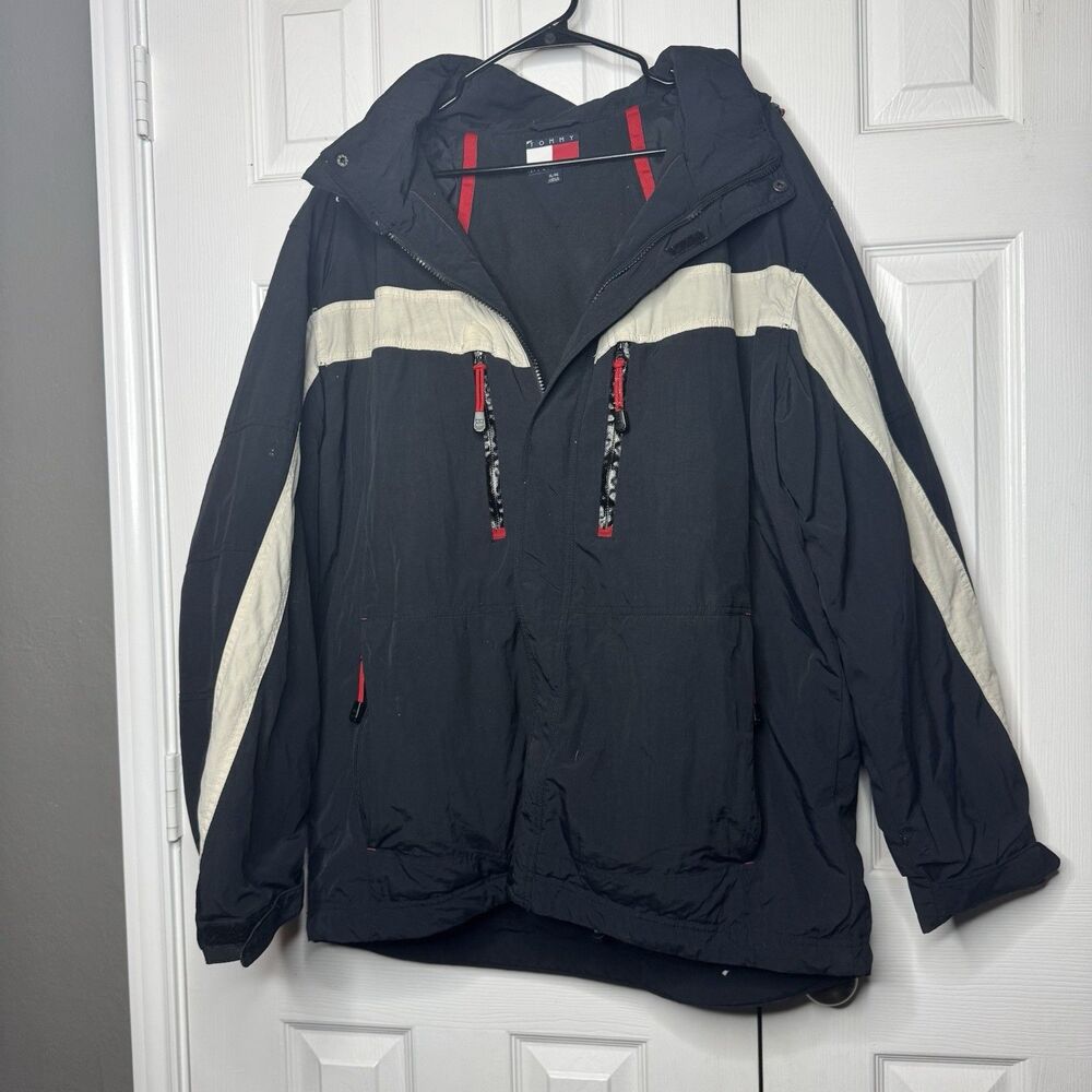 Vintage 2004 Tommy Hilfiger Red And Black Jacket Mens XL Puffer 1985 Stamp